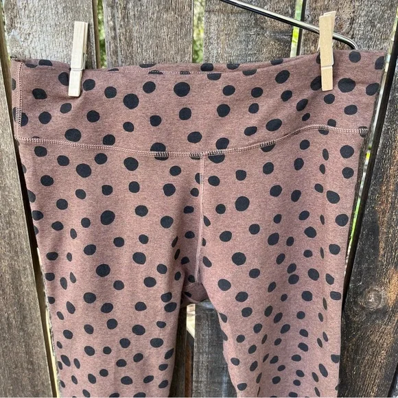 Pact Pure Active Polka Dot Organic Cotton Leggings In Brown & Black Sz M - Picture 4 of 12